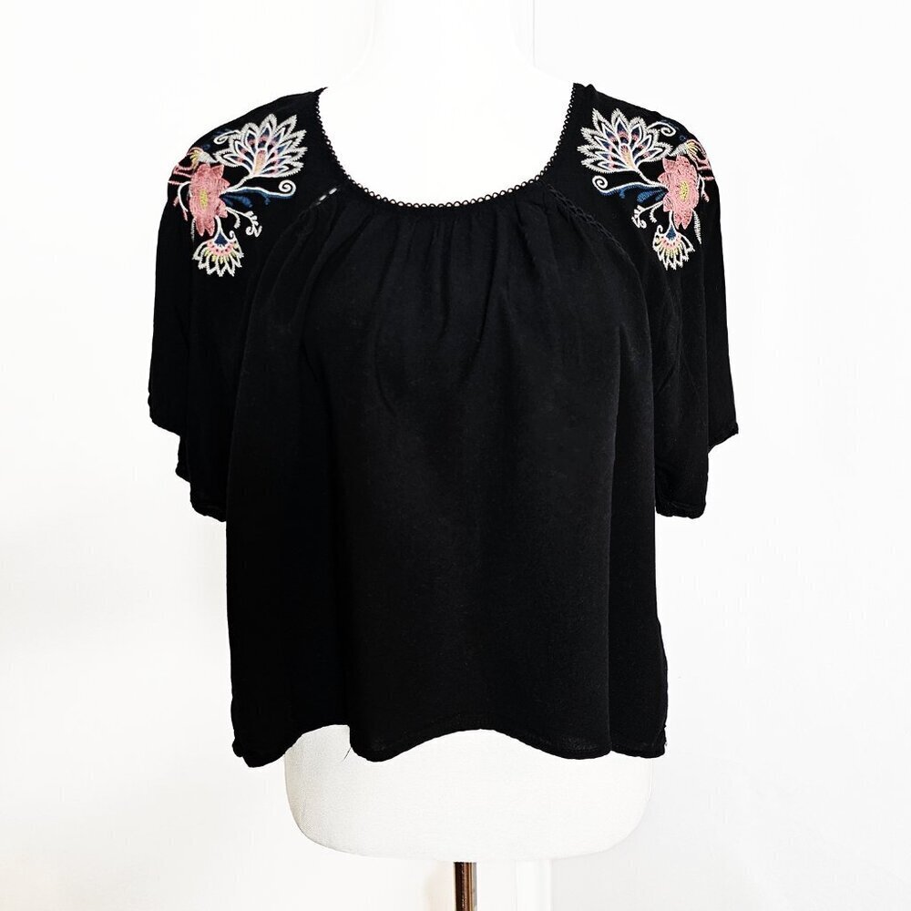 Black Embroidered Low High Top